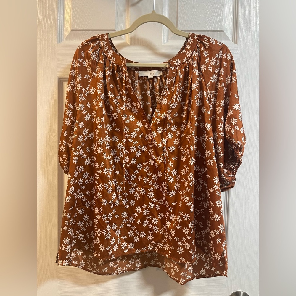 LOFT Copper Floral Shirt